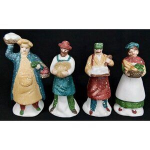 Vintage Christmas Figure Shopkeeper Set Of 4 Heritage Village Department 56 1987